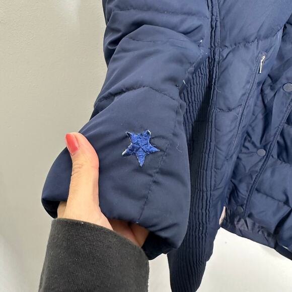 Boden Down Parka Puffer Coat 10 Women Windermere Navy Blue Long Faux Fur Hood - Picture 3 of 12